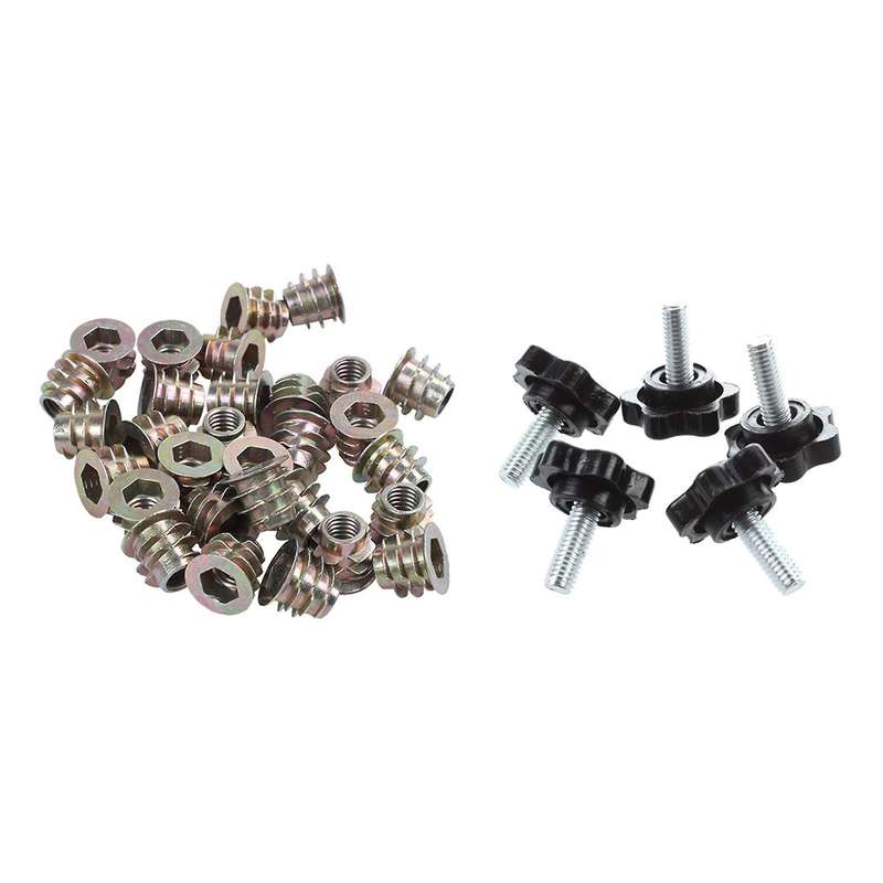 30 Pcs M6x10mm Hex Socket Screw In Thread Insert Nut for Wood