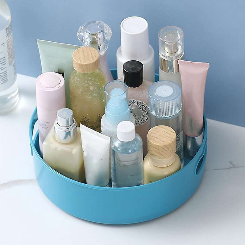 Rotating Tray for Spice Jar Food Non Slip Dried Storage Plate, Blue