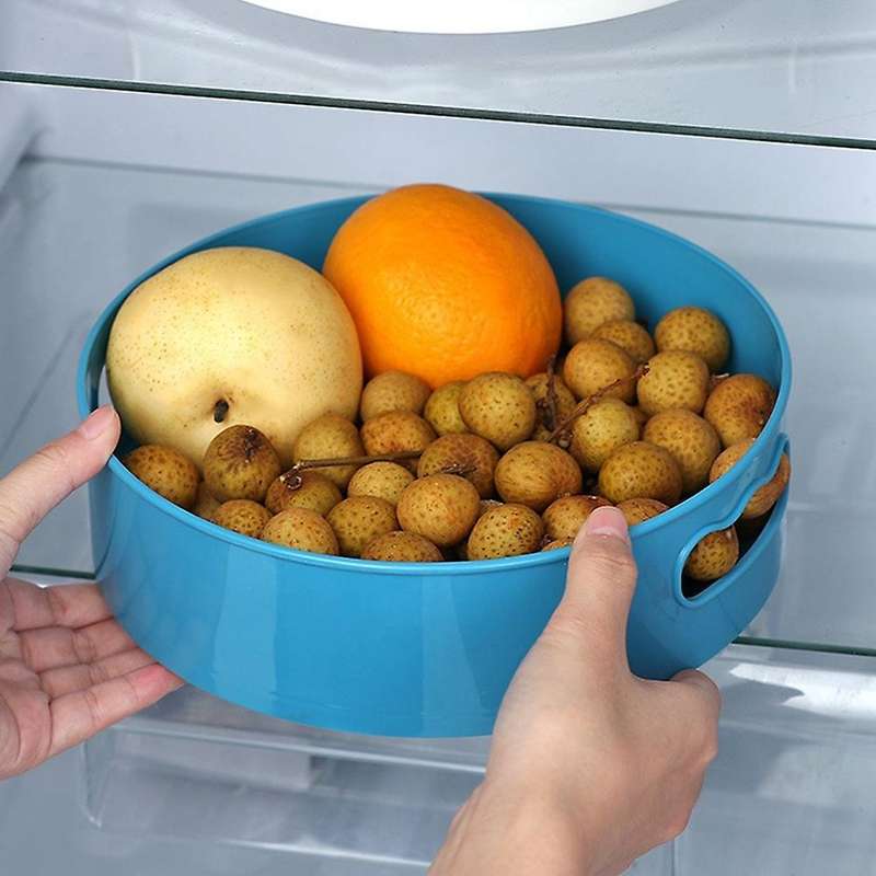 Rotating Tray for Spice Jar Food Non Slip Dried Storage Plate, Blue