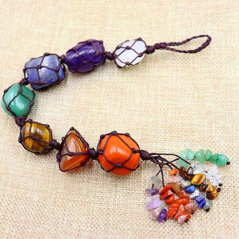 7 Chakra Tumbling Gems Tassel Window Car Ornament Home Decoration