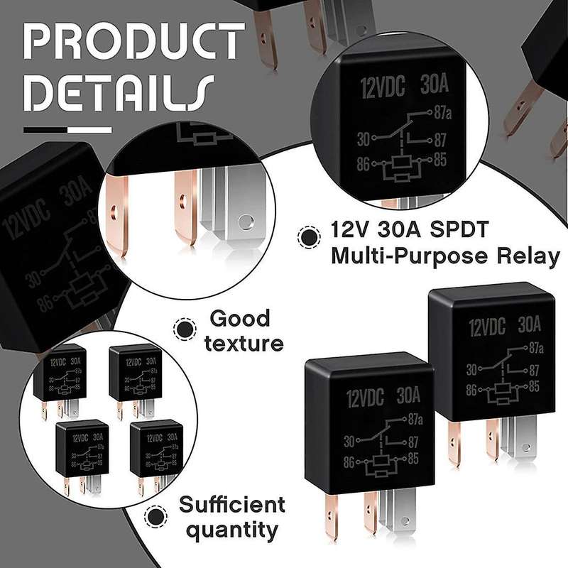 5 Pin 12v 30a Relay Automotive Relay Starter Relay(4 Pieces)