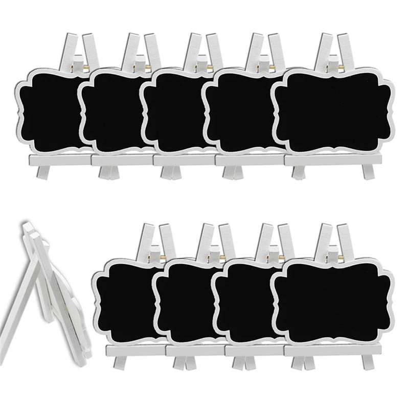 10pcs Wooden Clover Easel Blackboard Hollowed Carvings Ornaments