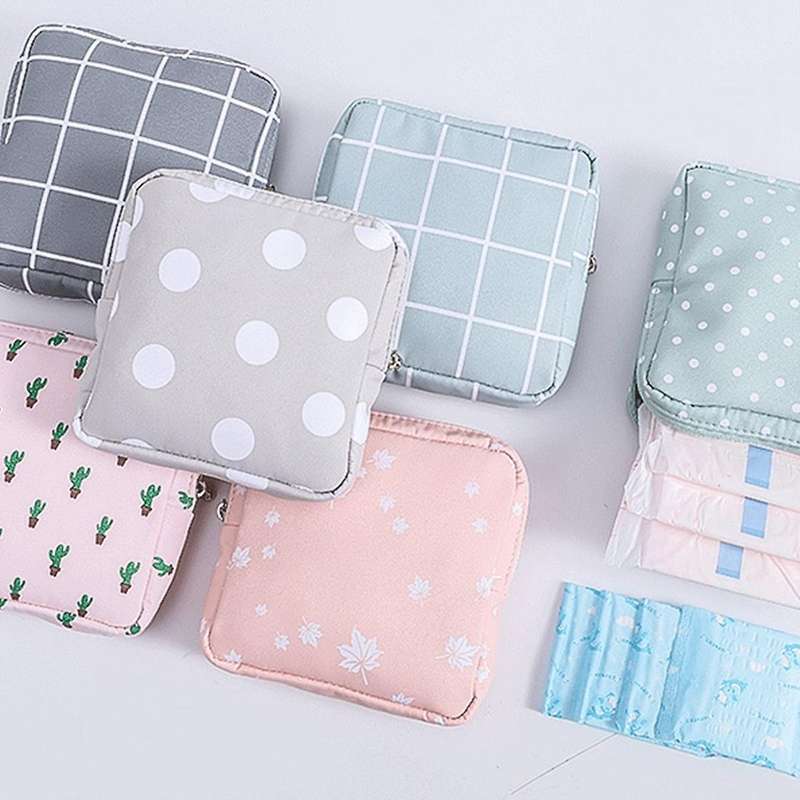 Girl Portable Aunt Towel Storage Bag Cotton Sanitary Napkin Bag C