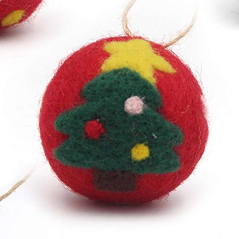 New 5cm Christmas Wool Ball Felt Poke Snowman Santa Claus Decoracion