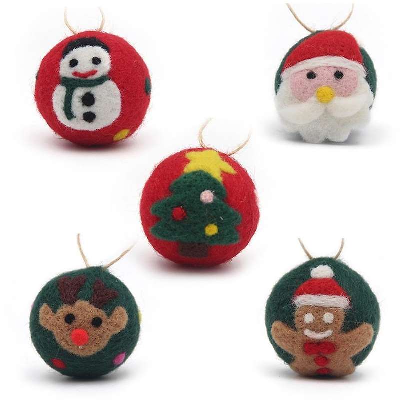 New 5cm Christmas Wool Ball Felt Poke Snowman Santa Claus Decoracion