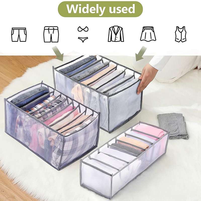 7 Grids Clothes Organizer 2pcs,for Closet,compartment Storage Box