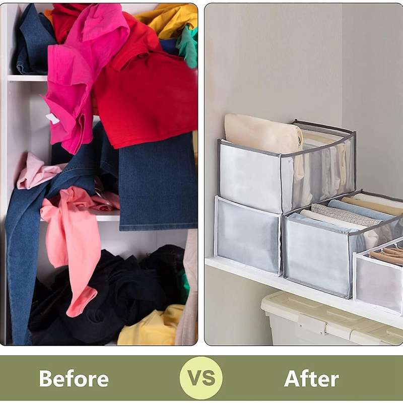 7 Grids Clothes Organizer 2pcs,for Closet,compartment Storage Box