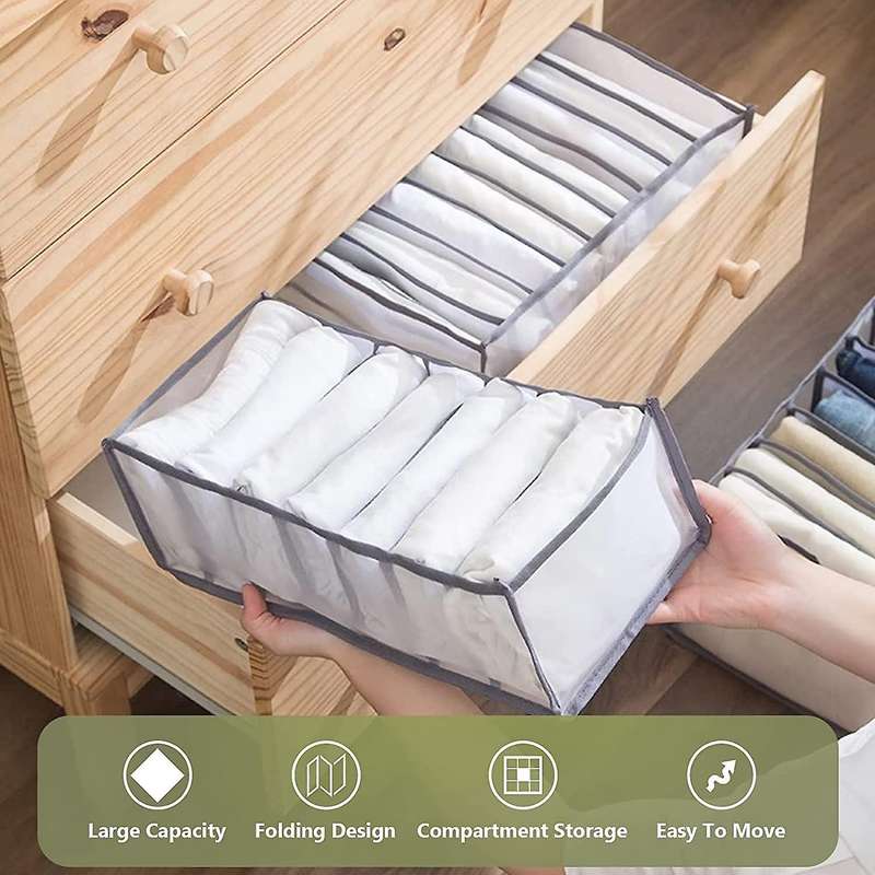 7 Grids Clothes Organizer 2pcs,for Closet,compartment Storage Box