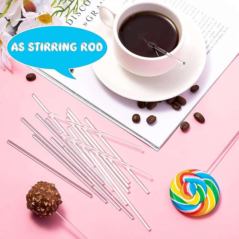 100 Pieces 4 Inch Acrylic Lollipop Sticks Clear Reusable Acrylic Rods