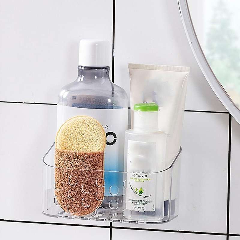 Bathroom Plastic Wall Shelf Toiletries Holder Storage Drain Basket
