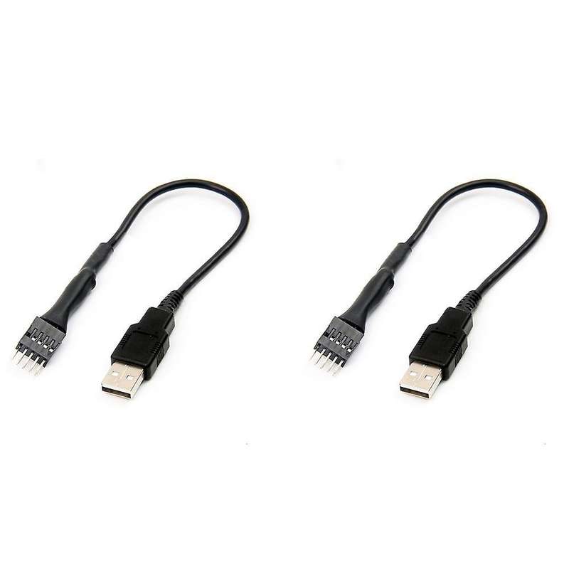 2pcs 20cm 9 Pin Male to External Usb A Male Pc Mainboard Cable
