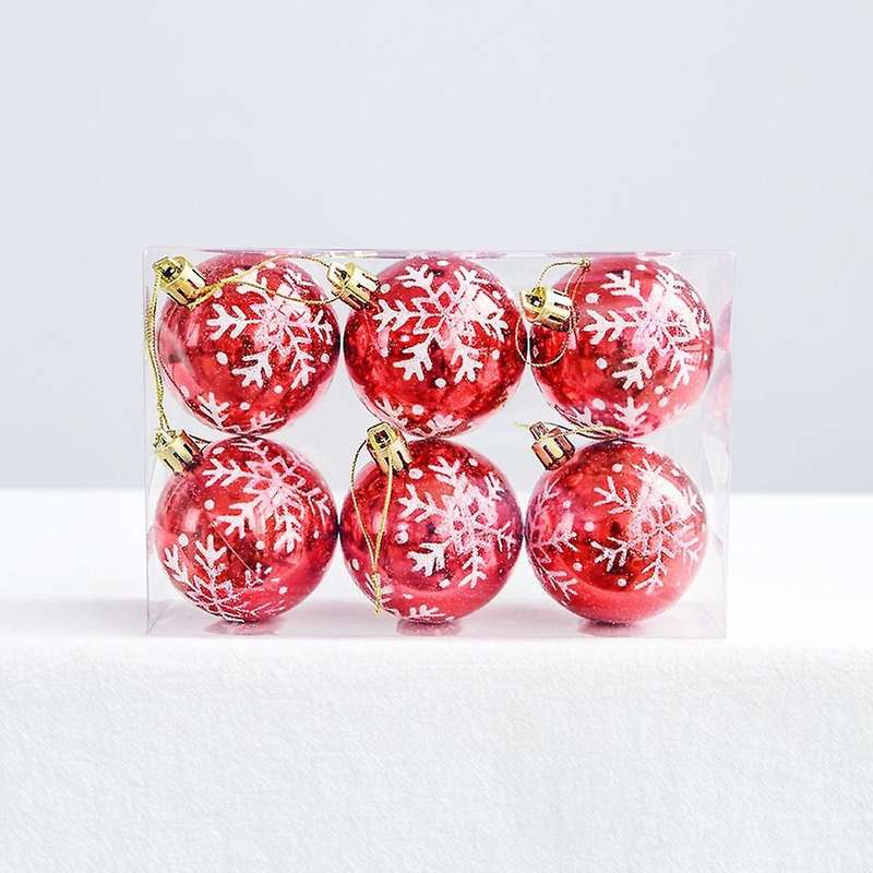 6pcs 6cm Christmas Balls Christmas Tree Decorations Gift -red