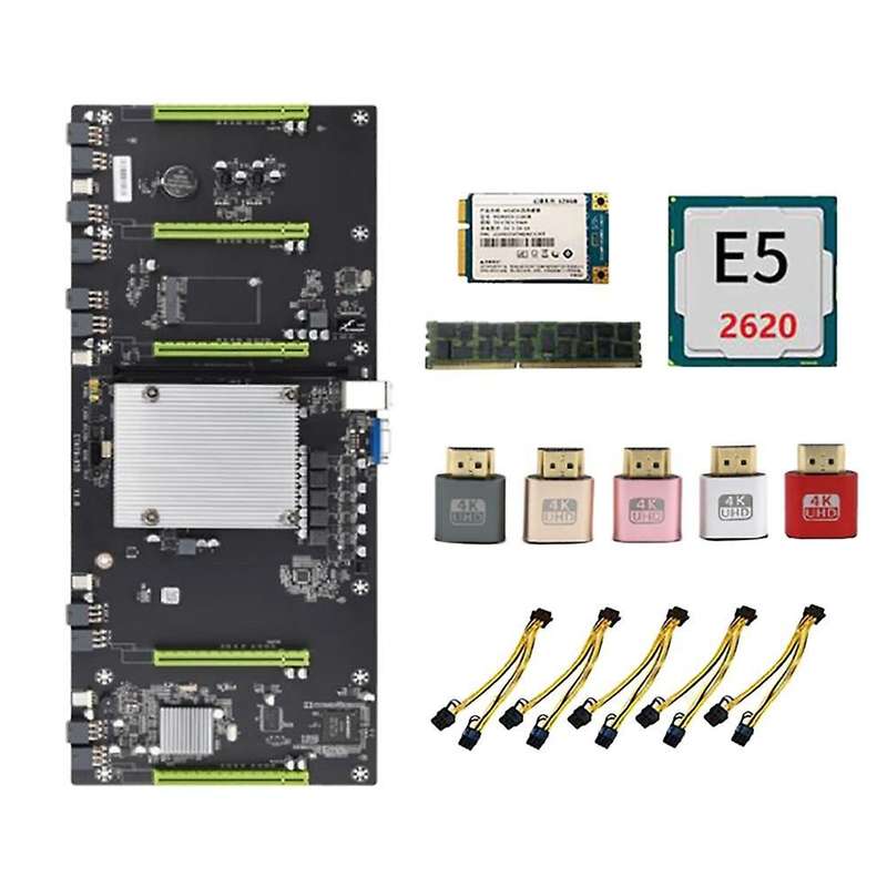 Eth79-x5b Btc Mining Motherboard with E5 2620 Cpu+128g Ssd+8g Ram