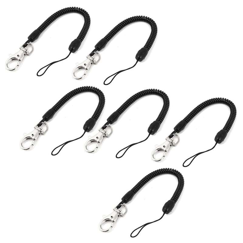 Mousqueton Porte-cles A Anneau A Ressort Helicoidal Sangle 6 Noir