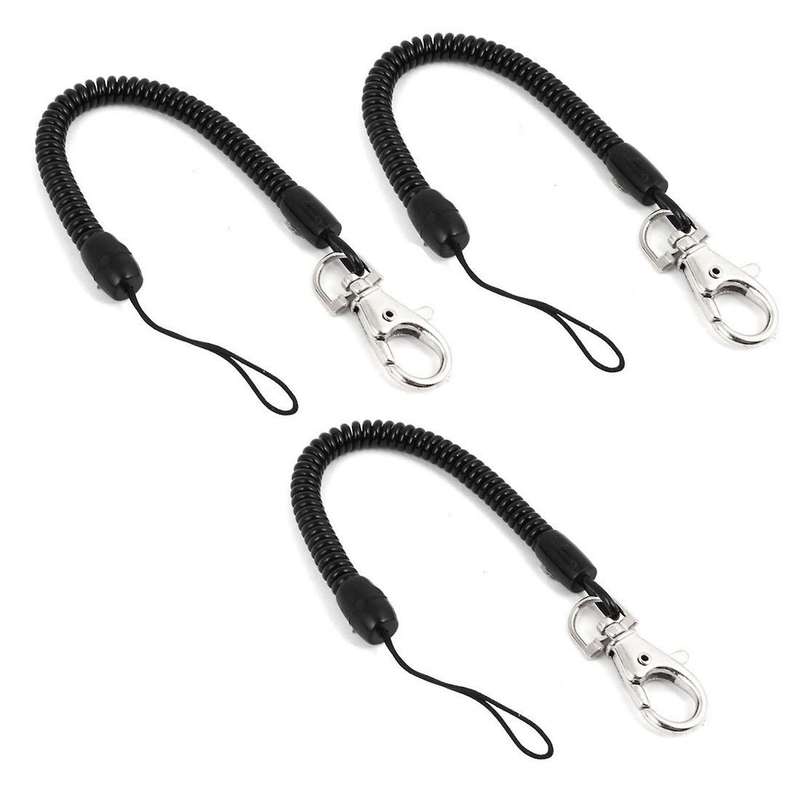 Mousqueton Porte-cles A Anneau A Ressort Helicoidal Sangle 6 Noir