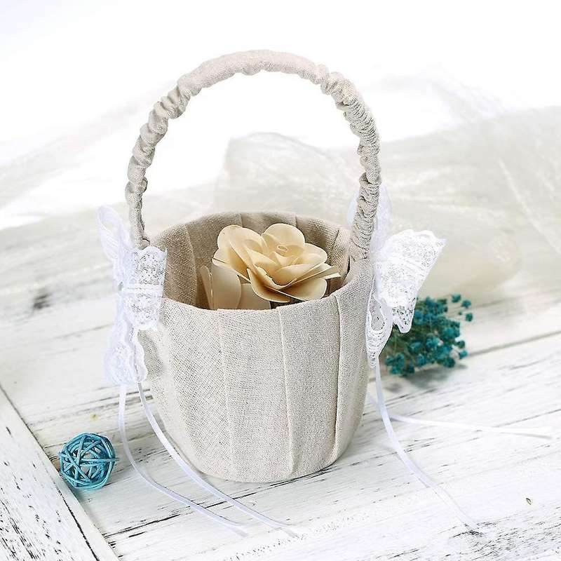 Bridal Flower Girl Flower Basket Fabric Flower Basket