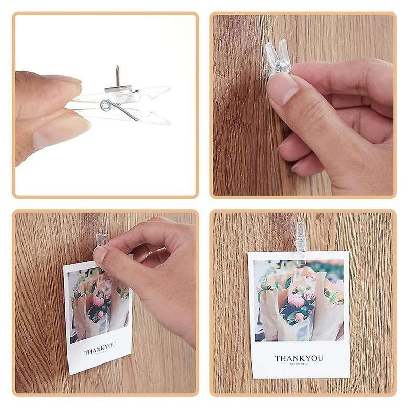 50pcs Plastic Push Pin Clips for Bulletin Board Clear Color