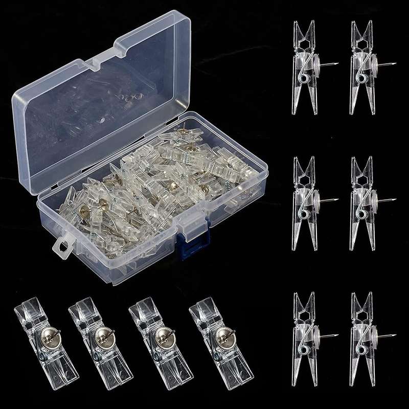50pcs Plastic Push Pin Clips for Bulletin Board Clear Color