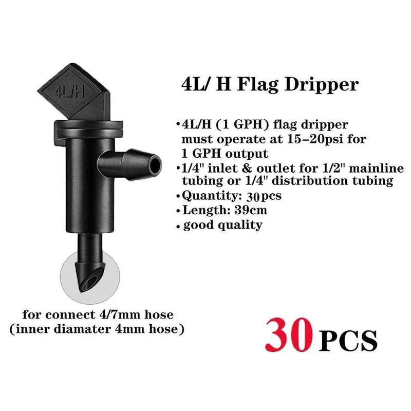 90pcs Drip Emitter,garden Flag Irrigation Drippers In 3 Sizes,1 Gph
