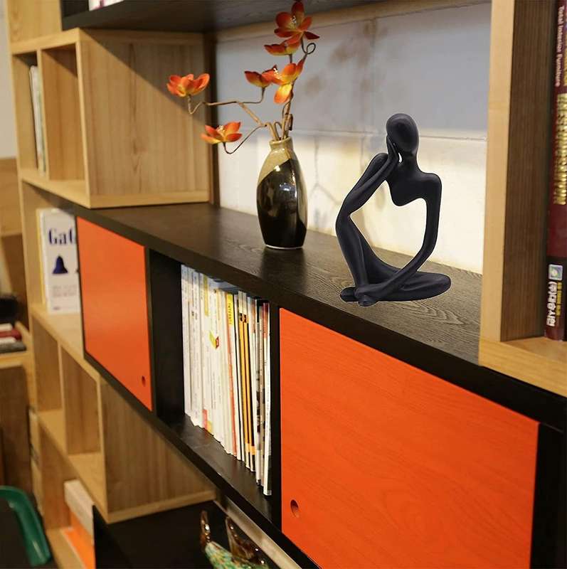 Decoration Resin Abstract Sculpture Black for Home Office Decoration