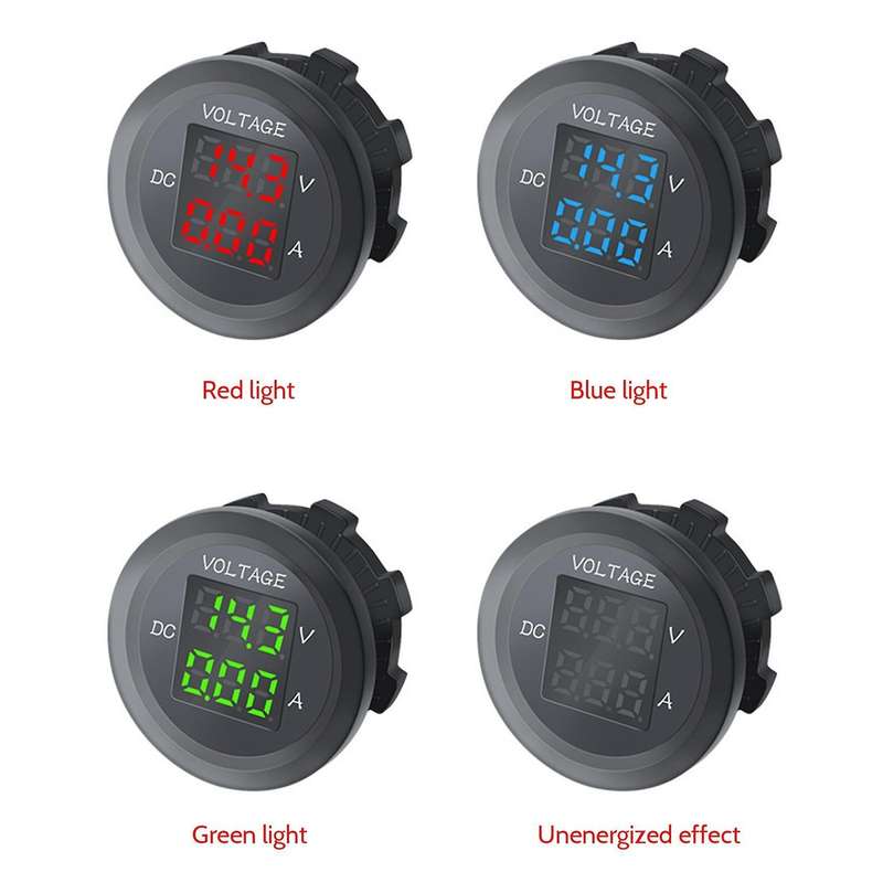 Car Led Digital Voltmeter Dc 12v/24v Led Dual Voltmeter Ammeter Green