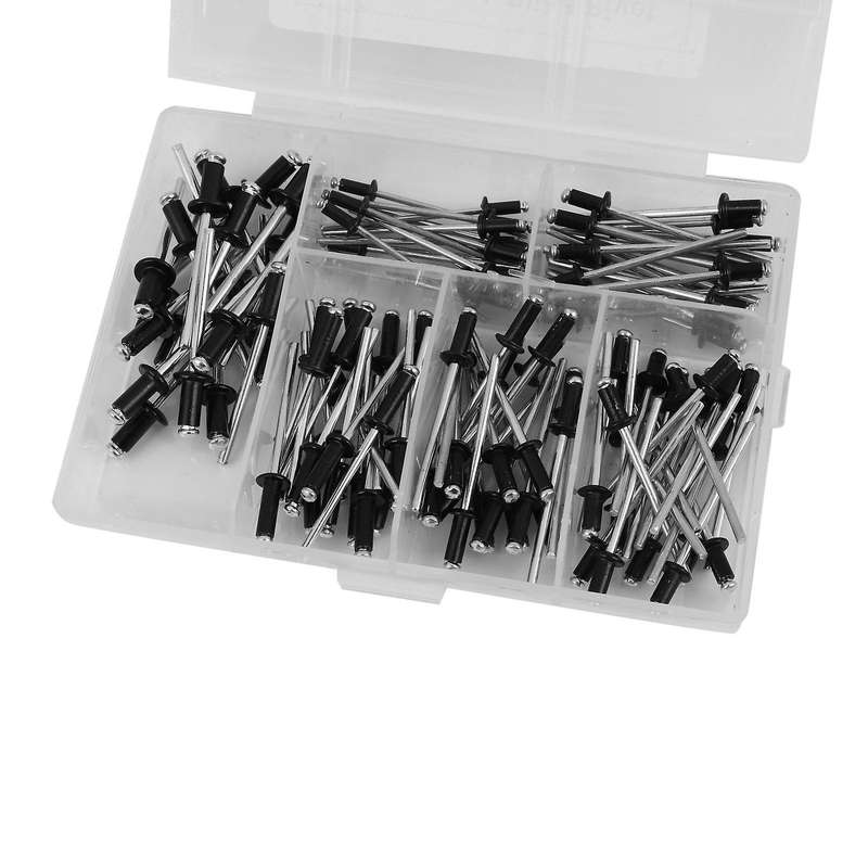 120pcs/set M2.4 M3.0 M3.2 M4 Black Aluminium Blind Rivets Nail Rivets