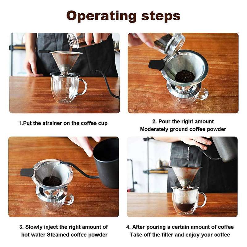 316 Stainless Steel Coffee Filter Removable Dripper with Stand A
