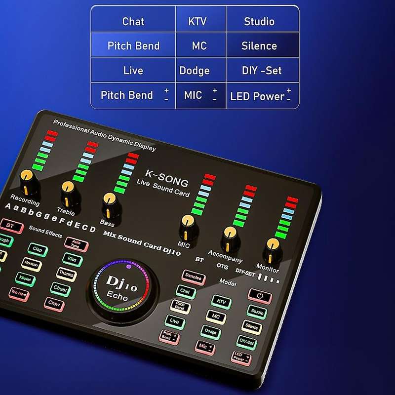 Bm 800 Microphone with Dj10 Sound Card for Pc Singing Gaming(gold)