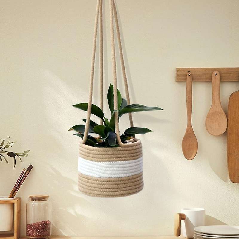 Hanging Planter Woven Plant Basket Indoor Up to 7inch Flower Pot, A