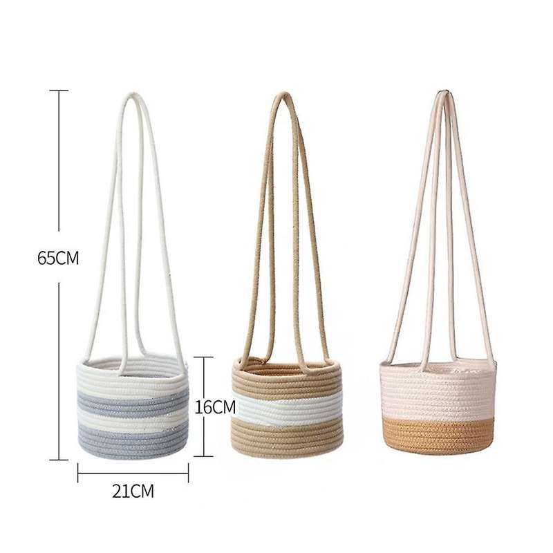 Hanging Planter Woven Plant Basket Indoor Up to 7inch Flower Pot, A