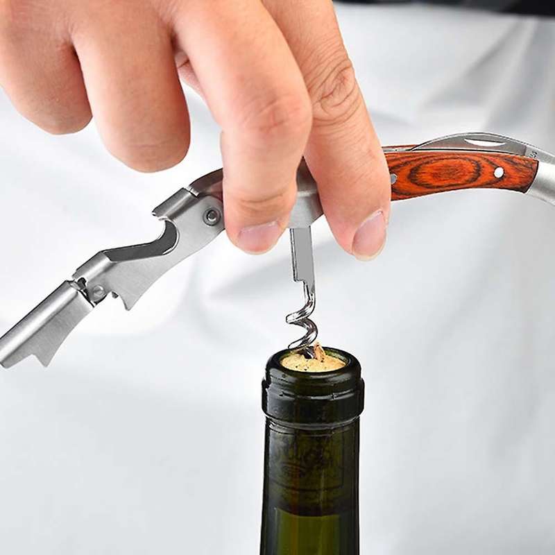 Wine Opener Stainless Steel Corkscrew Wood Christmas Kitchen Tools