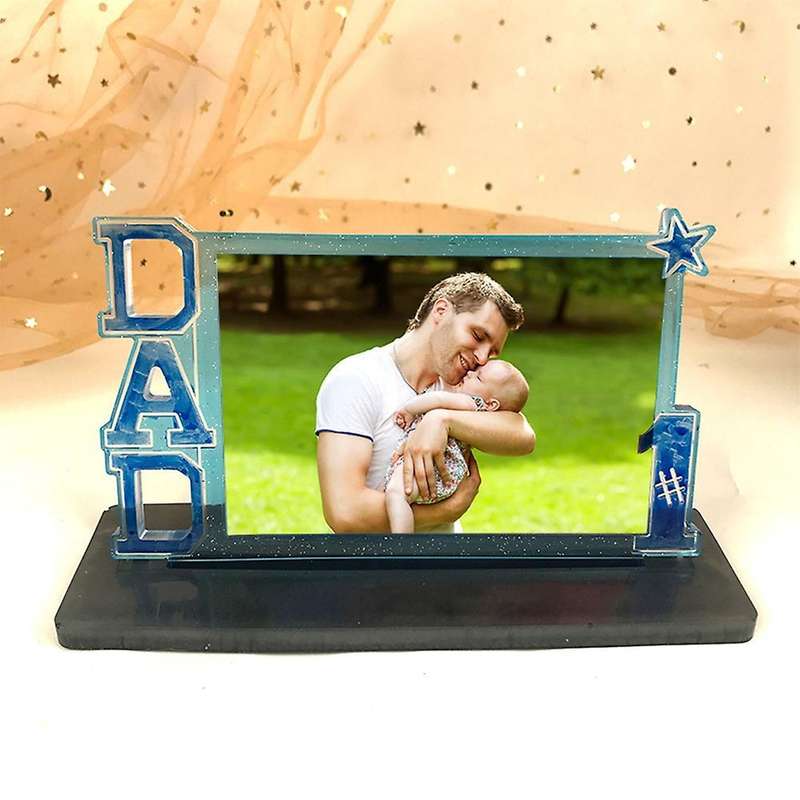 2pcs Diy Photo Dad Photo Frame Stand Set Decor Father's Day Resin B