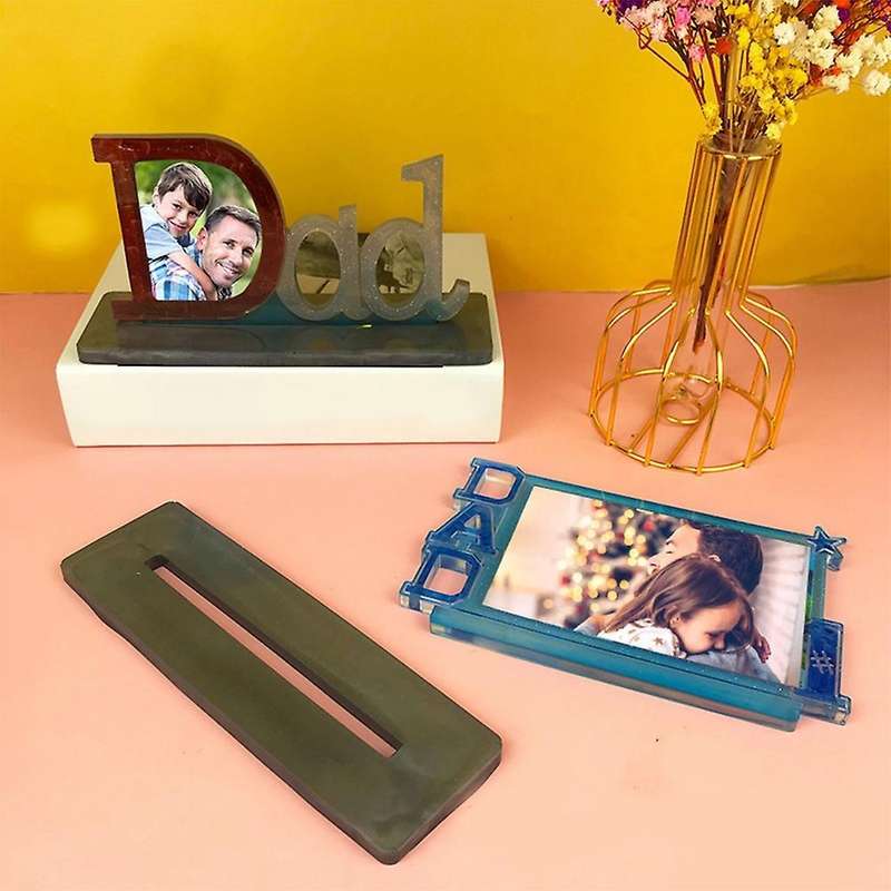 2pcs Diy Photo Dad Photo Frame Stand Set Decor Father's Day Resin B