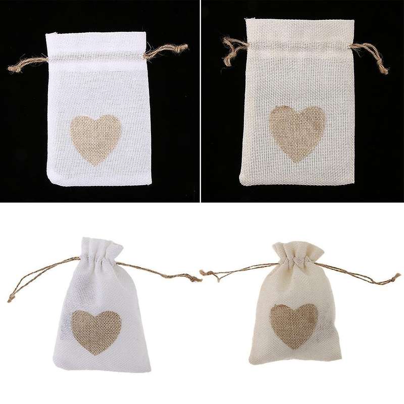 12pcs Chinese Style Linen Bag Candy Bag Sachet Bundle Bag Beige-white