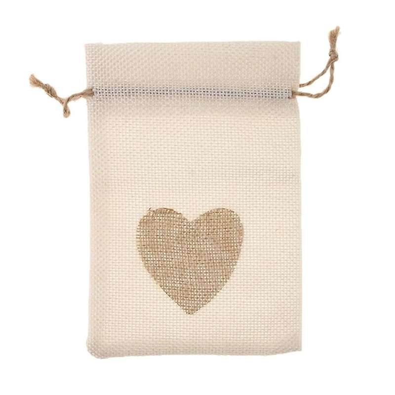 12pcs Chinese Style Linen Bag Candy Bag Sachet Bundle Bag Beige-white