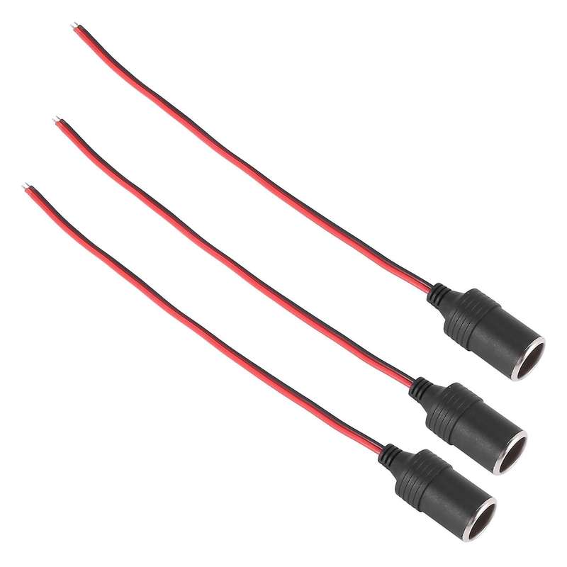 Car Charger Power Cigarette Lighter Female Socket Black W 26cm Cable