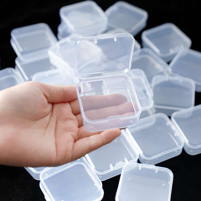 16 Pack Clear Plastic Beads Storage Containers Box with Hinged Lid