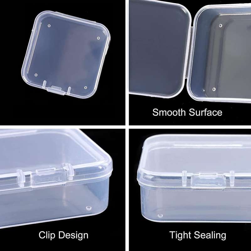 16 Pack Clear Plastic Beads Storage Containers Box with Hinged Lid