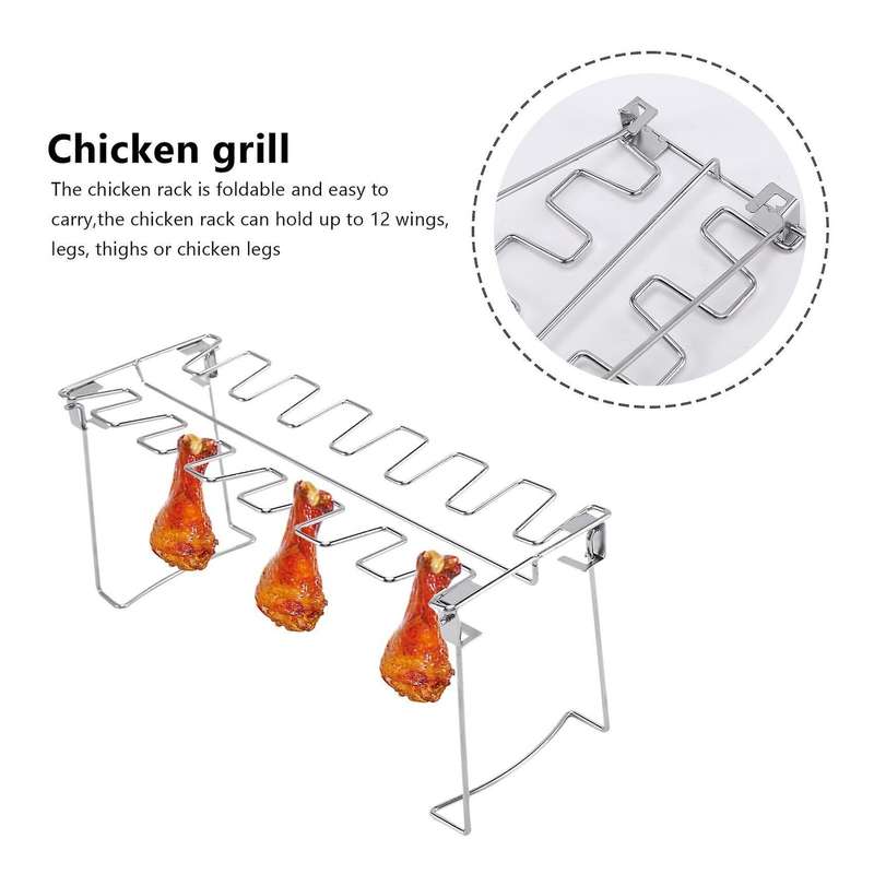 Chicken Wing Leg Rack for Grill Smoker Oven Stainless Steel Vertical