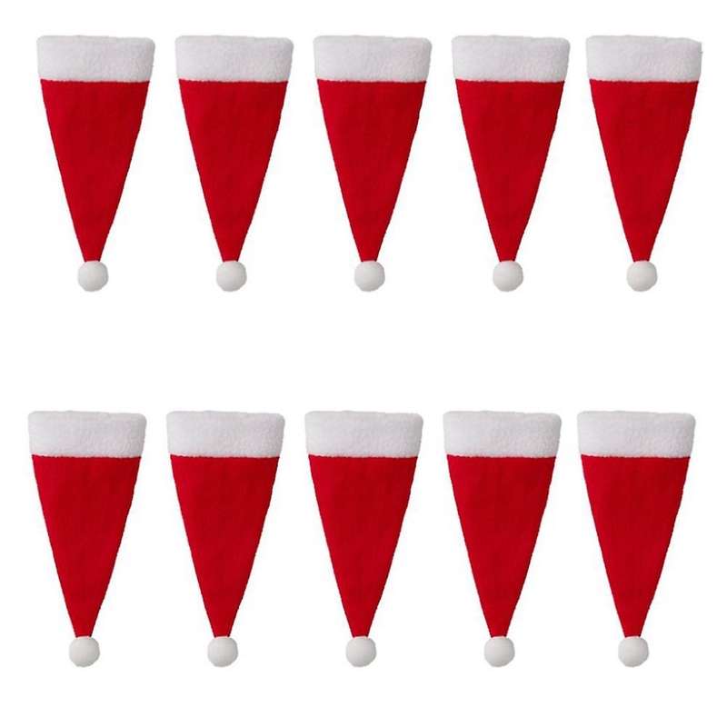 Christmas Tableware Holder Bag Mini Santa Hats Kitchen Holders 50pcs