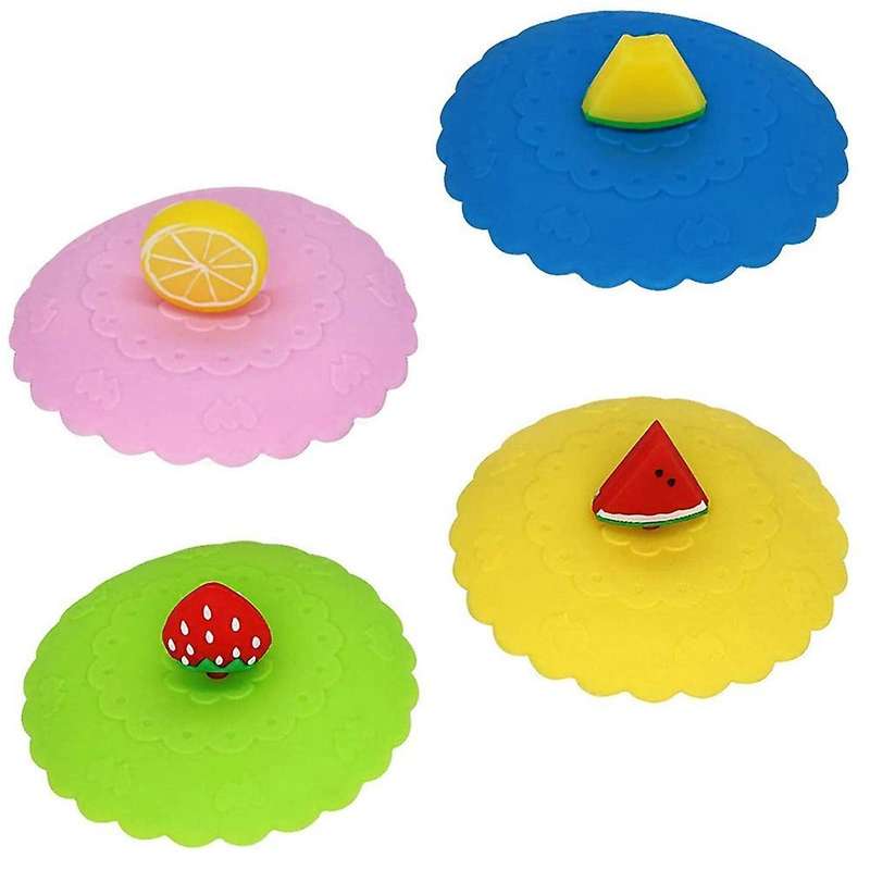 Silicone Cup Lids, Coffee Mug Suction Airtight Seal Lid Cap(4pcs)