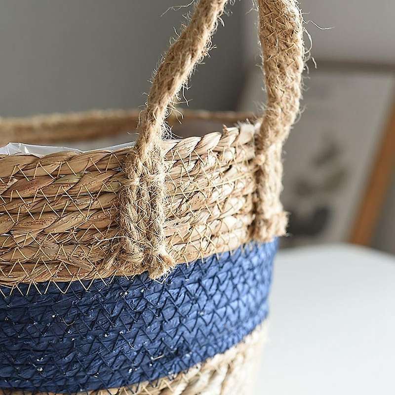 Seagrass Planter Woven Flower Pot Basket with Waterproof Liner,small