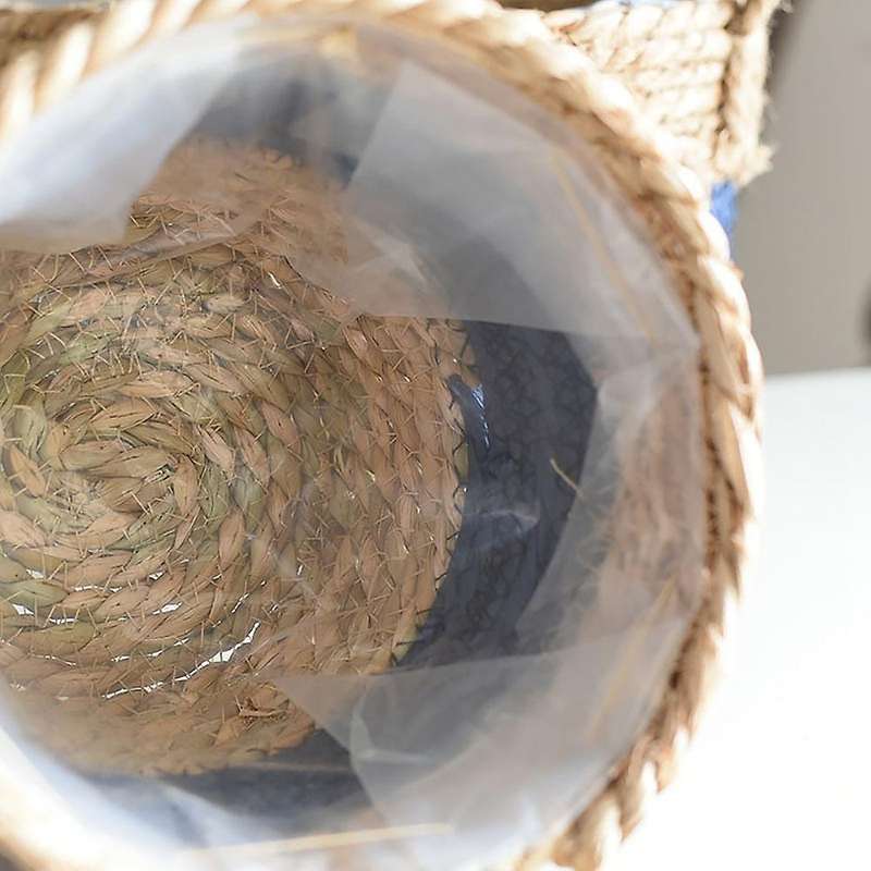 Seagrass Planter Woven Flower Pot Basket with Waterproof Liner,small