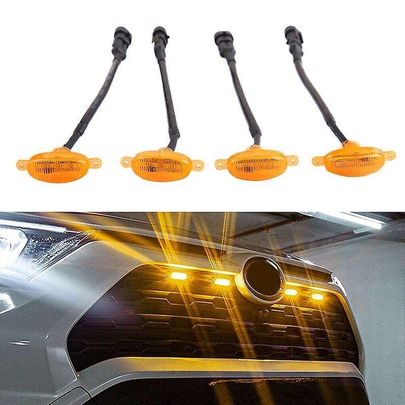 [ Plug & Play ] Car Led Front Grille Smoked Amber Light Running Lamp