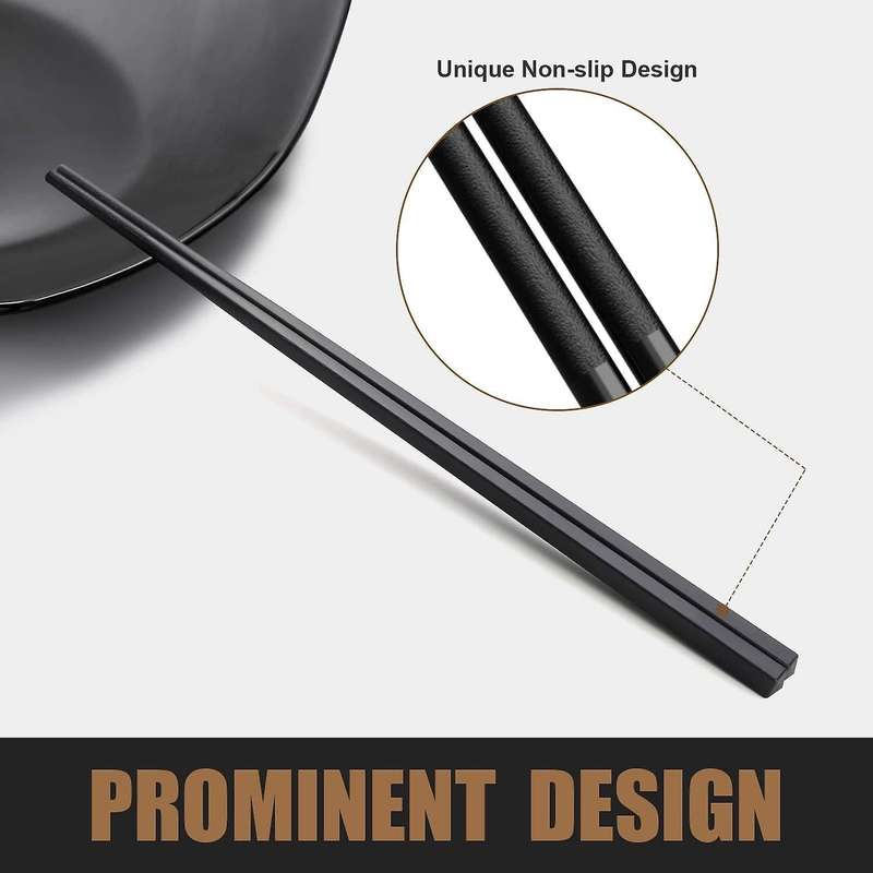 10 Pairs Fiberglass Chopsticks, 9.5inch Chopsticks for Beginners