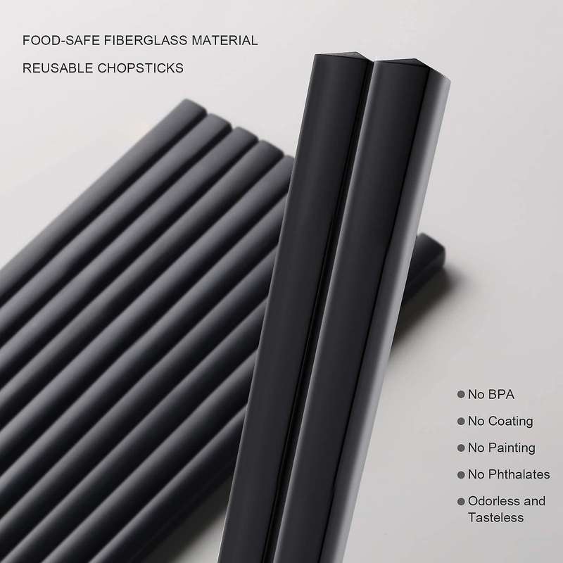 10 Pairs Fiberglass Chopsticks, 9.5inch Chopsticks for Beginners