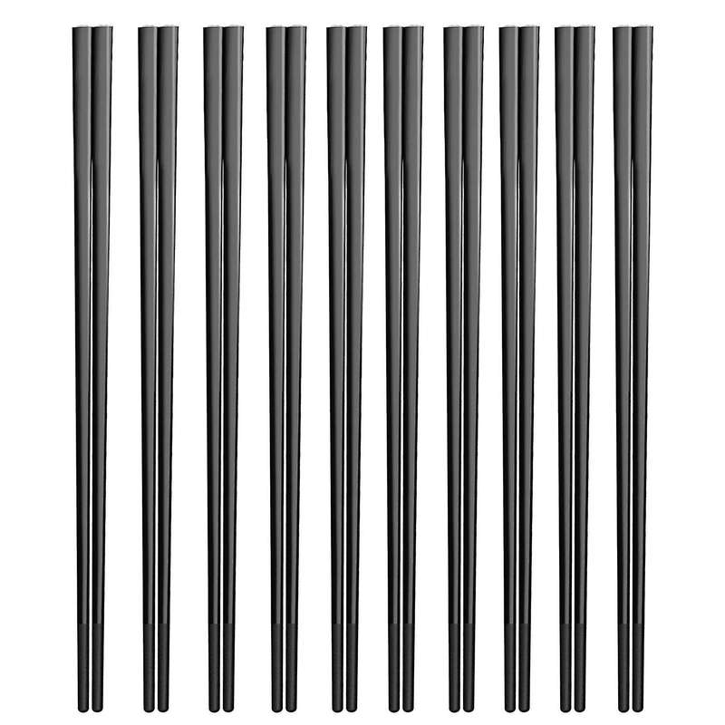 10 Pairs Fiberglass Chopsticks, 9.5inch Chopsticks for Beginners