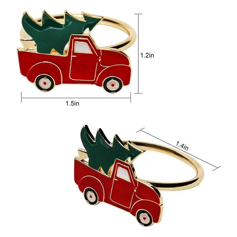 6 Pcs Christmas Car and Tree Napkin Ring,napkin Ring Holder