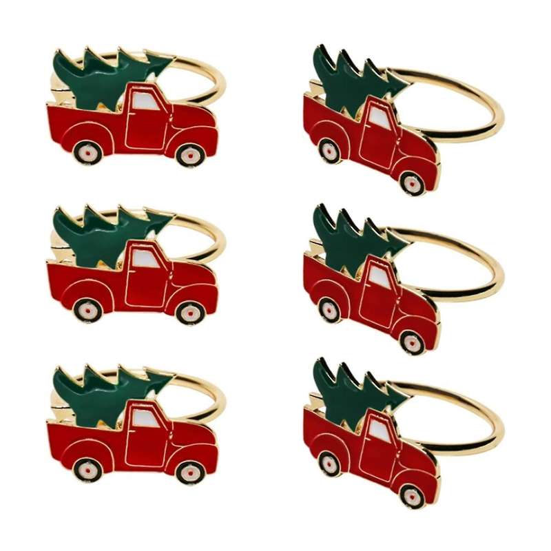 6 Pcs Christmas Car and Tree Napkin Ring,napkin Ring Holder