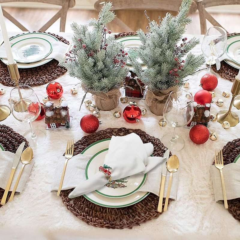 6 Pcs Christmas Car and Tree Napkin Ring,napkin Ring Holder
